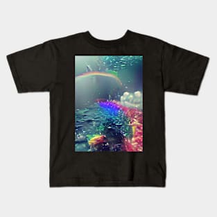 PRETTY RAINBOW UNDER THE OCEAN WAVES Kids T-Shirt